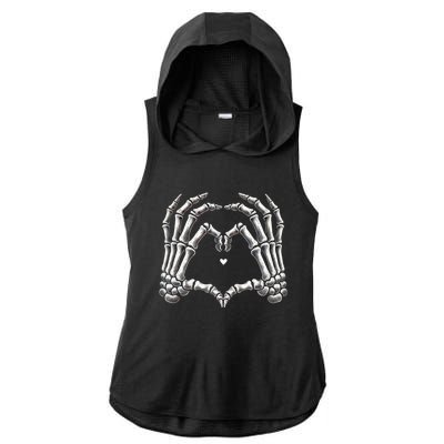 Retro Skeleton Hands Vintage Heart Sign Halloween Costume Funny Gift Ladies PosiCharge Tri-Blend Wicking Draft Hoodie Tank