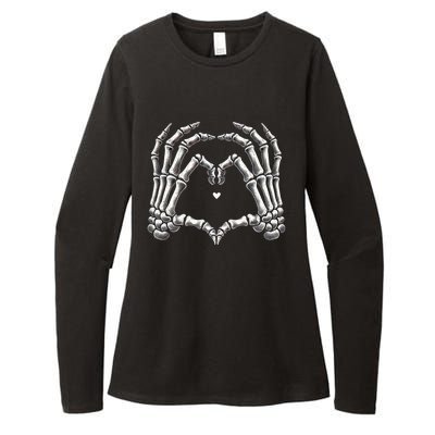 Retro Skeleton Hands Vintage Heart Sign Halloween Costume Funny Gift Womens CVC Long Sleeve Shirt