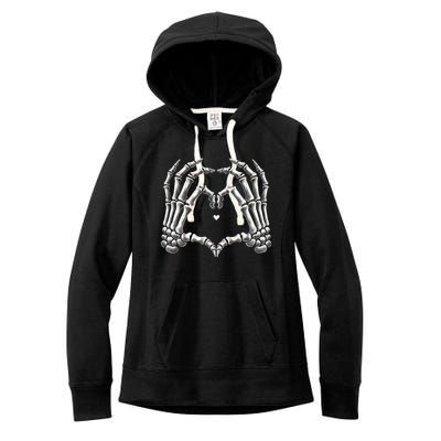 Retro Skeleton Hands Vintage Heart Sign Halloween Costume Funny Gift Women's Fleece Hoodie