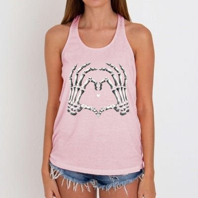 Retro Skeleton Hands Vintage Heart Sign Halloween Costume Funny Gift Women's Knotted Racerback Tank