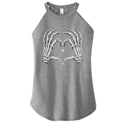 Retro Skeleton Hands Vintage Heart Sign Halloween Costume Funny Gift Women's Perfect Tri Rocker Tank