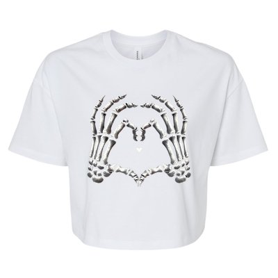 Retro Skeleton Hands Vintage Heart Sign Halloween Costume Funny Gift Bella+Canvas Jersey Crop Tee