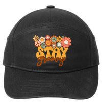 Retro Sunflower Hippie Stay Groovy Positive Mind Happy Life 7-Panel Snapback Hat