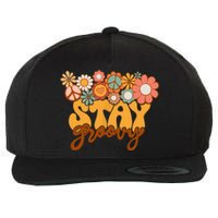 Retro Sunflower Hippie Stay Groovy Positive Mind Happy Life Wool Snapback Cap