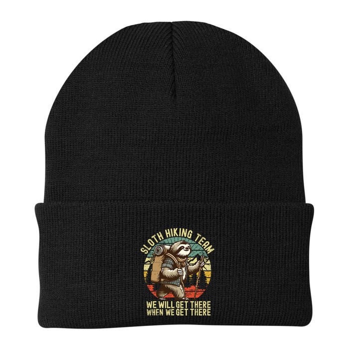 Retro Sloth Hiking Team WeLl Get There When We Get There Knit Cap Winter Beanie