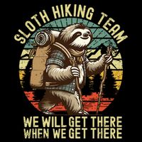 Retro Sloth Hiking Team WeLl Get There When We Get There Baby Bodysuit