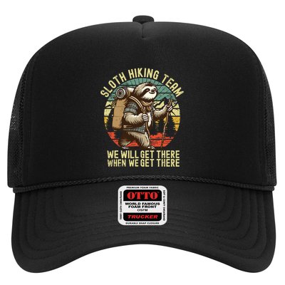 Retro Sloth Hiking Team WeLl Get There When We Get There Trucker Hat