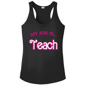 Retro School Humor Funny Teacher Life My Job Is Teach Ladies PosiCharge Competitor Racerback Tank