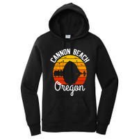 Retro Sunset Haystack Rock Souvenir Cannon Beach Women's Pullover Hoodie