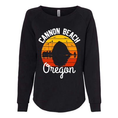 Retro Sunset Haystack Rock Souvenir Cannon Beach Womens California Wash Sweatshirt