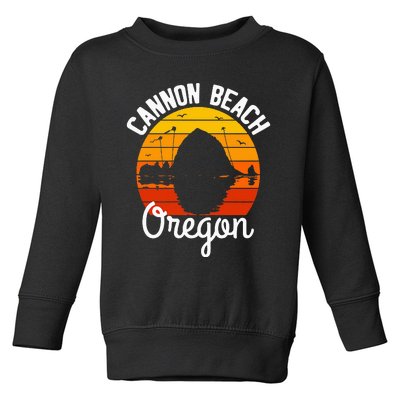 Retro Sunset Haystack Rock Souvenir Cannon Beach Toddler Sweatshirt