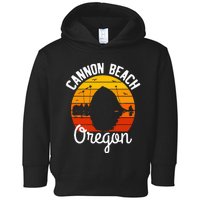 Retro Sunset Haystack Rock Souvenir Cannon Beach Toddler Hoodie