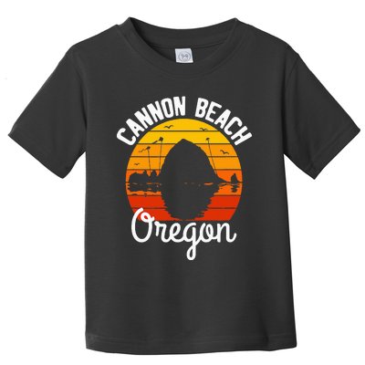 Retro Sunset Haystack Rock Souvenir Cannon Beach Toddler T-Shirt