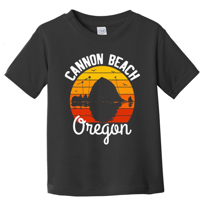 Retro Sunset Haystack Rock Souvenir Cannon Beach Toddler T-Shirt