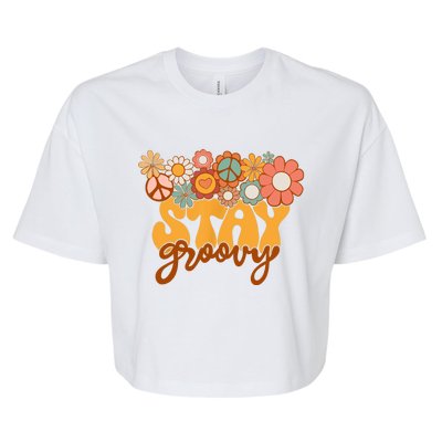 Retro Sunflower Hippie Stay Groovy Positive Mind Happy Life Bella+Canvas Jersey Crop Tee