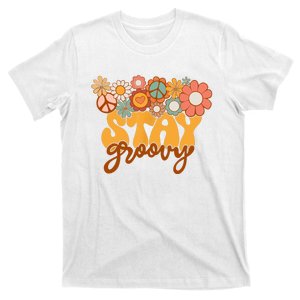 Retro Sunflower Hippie Stay Groovy Positive Mind Happy Life T-Shirt