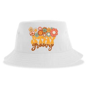 Retro Sunflower Hippie Stay Groovy Positive Mind Happy Life Sustainable Bucket Hat