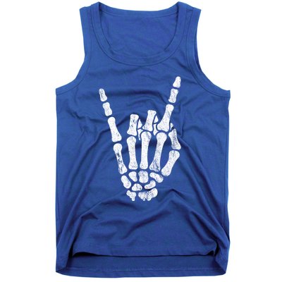 Rock Skeleton Hand Rock N Roll Metal Distressed Halloween Gift Tank Top