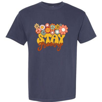 Retro Sunflower Hippie Stay Groovy Positive Mind Happy Life Garment-Dyed Heavyweight T-Shirt