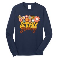 Retro Sunflower Hippie Stay Groovy Positive Mind Happy Life Long Sleeve Shirt