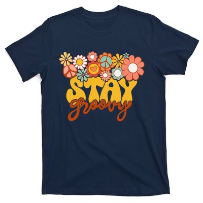 Retro Sunflower Hippie Stay Groovy Positive Mind Happy Life T-Shirt