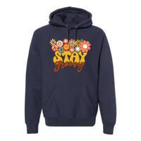 Retro Sunflower Hippie Stay Groovy Positive Mind Happy Life Premium Hoodie