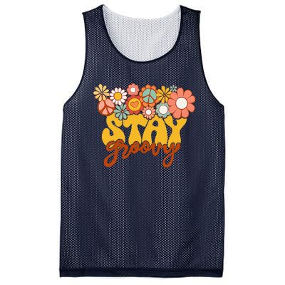 Retro Sunflower Hippie Stay Groovy Positive Mind Happy Life Mesh Reversible Basketball Jersey Tank