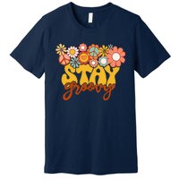 Retro Sunflower Hippie Stay Groovy Positive Mind Happy Life Premium T-Shirt