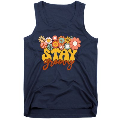 Retro Sunflower Hippie Stay Groovy Positive Mind Happy Life Tank Top