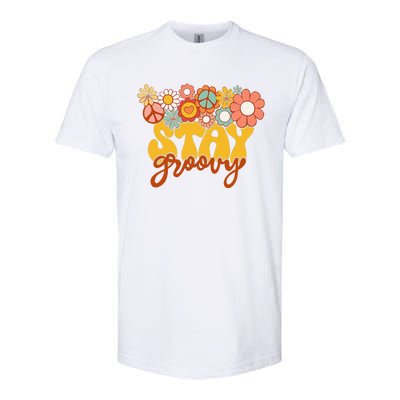 Retro Sunflower Hippie Stay Groovy Positive Mind Happy Life Softstyle CVC T-Shirt