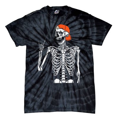 Rocker Skeleton Hand Rock On Costume Funny Halloween Gifts Tie-Dye T-Shirt