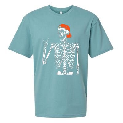 Rocker Skeleton Hand Rock On Costume Funny Halloween Gifts Sueded Cloud Jersey T-Shirt