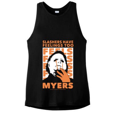 Riot Society Halloween M.I.C.H.A.E.L Myers Slashers Have Feelings Too Ladies PosiCharge Tri-Blend Wicking Tank