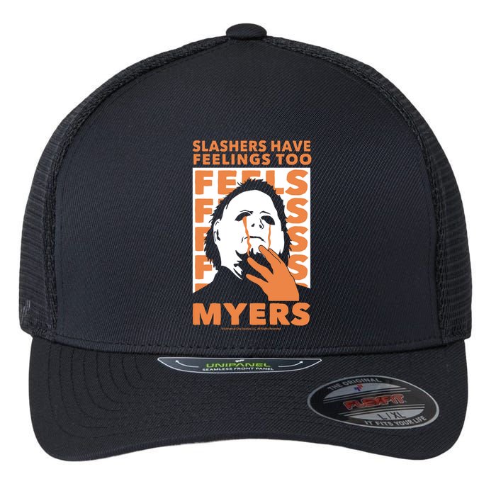 Riot Society Halloween M.I.C.H.A.E.L Myers Slashers Have Feelings Too Flexfit Unipanel Trucker Cap