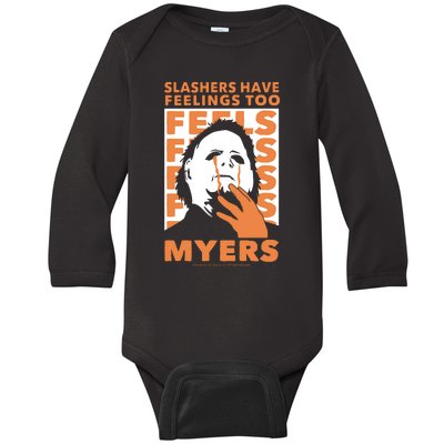 Riot Society Halloween M.I.C.H.A.E.L Myers Slashers Have Feelings Too Baby Long Sleeve Bodysuit