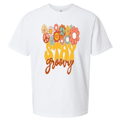 Retro Sunflower Hippie Stay Groovy Positive Mind Happy Life Sueded Cloud Jersey T-Shirt