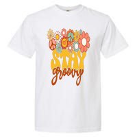 Retro Sunflower Hippie Stay Groovy Positive Mind Happy Life Garment-Dyed Heavyweight T-Shirt