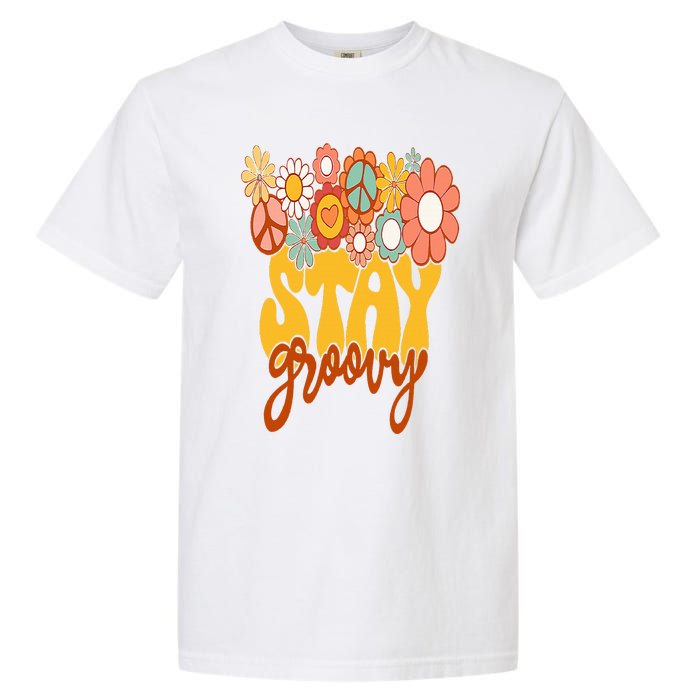 Retro Sunflower Hippie Stay Groovy Positive Mind Happy Life Garment-Dyed Heavyweight T-Shirt