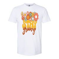 Retro Sunflower Hippie Stay Groovy Positive Mind Happy Life Softstyle CVC T-Shirt