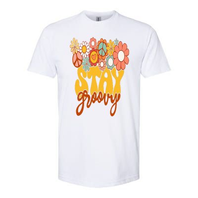 Retro Sunflower Hippie Stay Groovy Positive Mind Happy Life Softstyle CVC T-Shirt