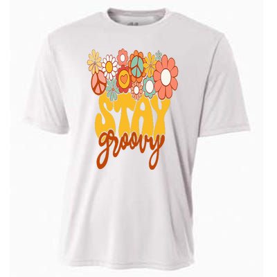 Retro Sunflower Hippie Stay Groovy Positive Mind Happy Life Cooling Performance Crew T-Shirt