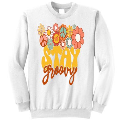 Retro Sunflower Hippie Stay Groovy Positive Mind Happy Life Sweatshirt