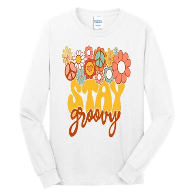 Retro Sunflower Hippie Stay Groovy Positive Mind Happy Life Tall Long Sleeve T-Shirt