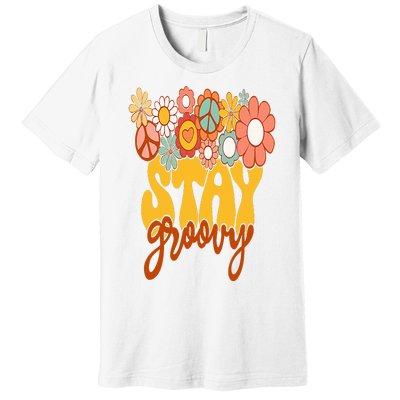 Retro Sunflower Hippie Stay Groovy Positive Mind Happy Life Premium T-Shirt