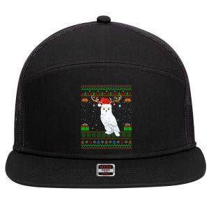 Reindeer Santa Hat Matching Ugly Snowy Owl Bird Christmas Funny Gift 7 Panel Mesh Trucker Snapback Hat