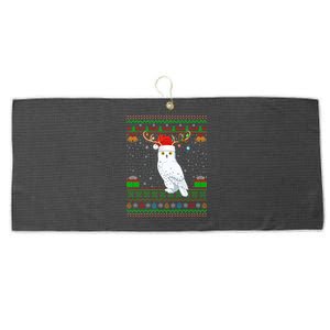 Reindeer Santa Hat Matching Ugly Snowy Owl Bird Christmas Funny Gift Large Microfiber Waffle Golf Towel