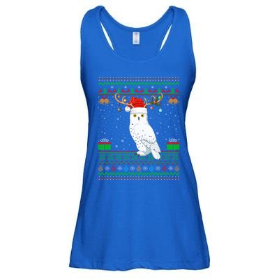 Reindeer Santa Hat Matching Ugly Snowy Owl Bird Christmas Funny Gift Ladies Essential Flowy Tank