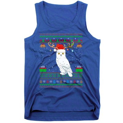 Reindeer Santa Hat Matching Ugly Snowy Owl Bird Christmas Funny Gift Tank Top