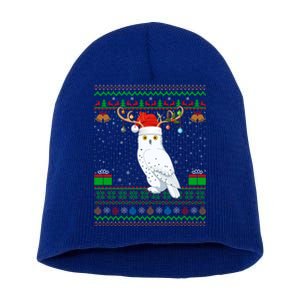 Reindeer Santa Hat Matching Ugly Snowy Owl Bird Christmas Funny Gift Short Acrylic Beanie