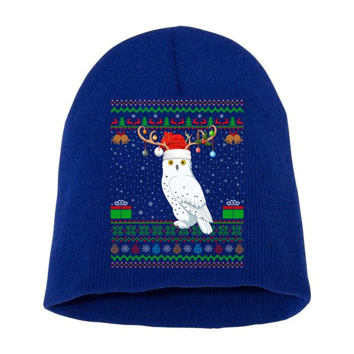 Reindeer Santa Hat Matching Ugly Snowy Owl Bird Christmas Funny Gift Short Acrylic Beanie